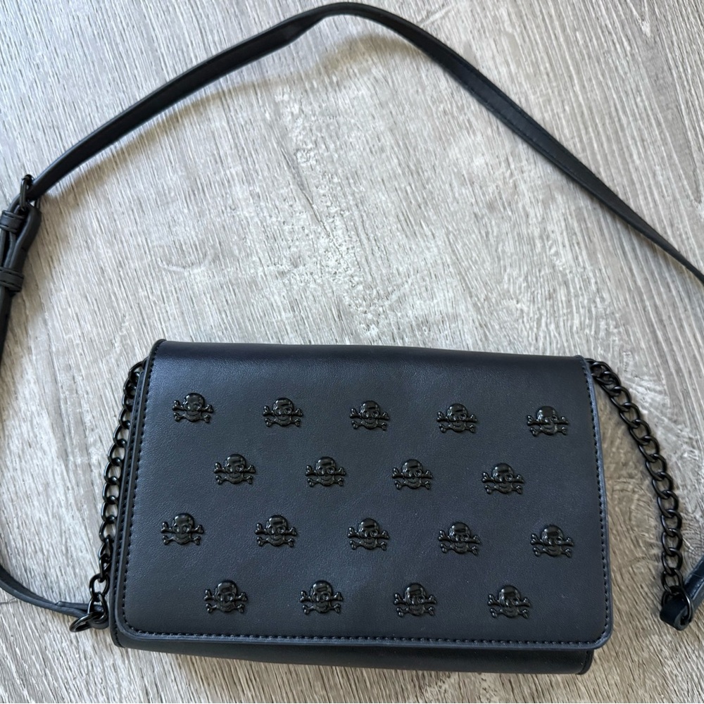 Betsey Johnson Black Crossbody Bag with Skulls